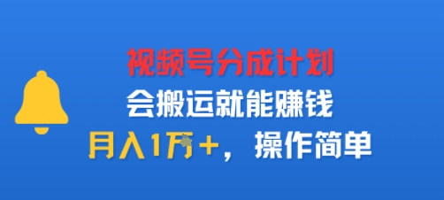 视项号分成计划会搬运就能賺钱，月入1W+，操作简单-韬哥副业项目资源网