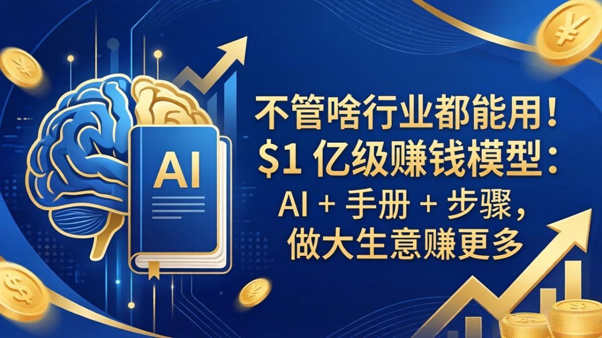 不管啥行业都能用！$1 亿级赚钱模型：AI + 手册 + 步骤，做大生意赚更多-韬哥副业项目资源网