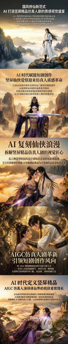 AIGC 仿真人短剧创作革新，解锁仙侠爱恋全新呈现，一键出高质场景，零门槛打造爆款剧集-韬哥副业项目资源网