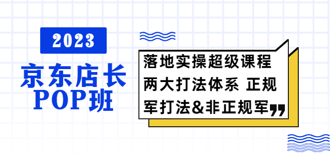 （5699期）2023京东店长·POP班 落地实操超级课程 两大打法体系 正规军&非正规军-韬哥副业项目资源网
