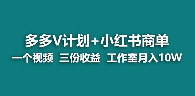 （6999期）【蓝海项目】多多v计划+小红书商单 一个视频三份收益 工作室月入10w-韬哥副业项目资源网