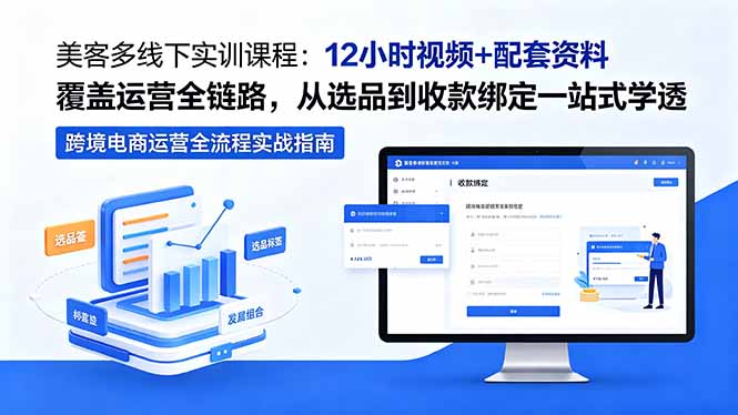 美客多线下实训课程:12小时视频+配套资料覆盖运营全链路,从选品到收款绑定一站式学透-韬哥副业项目资源网