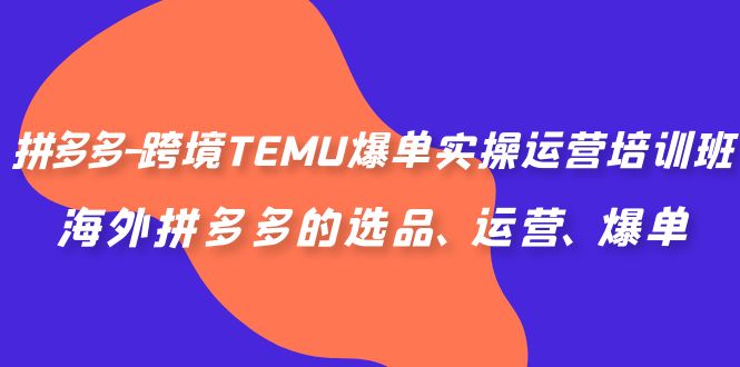 （6934期）拼多多-跨境TEMU爆单实操运营培训班，海外拼多多的选品、运营、爆单-韬哥副业项目资源网