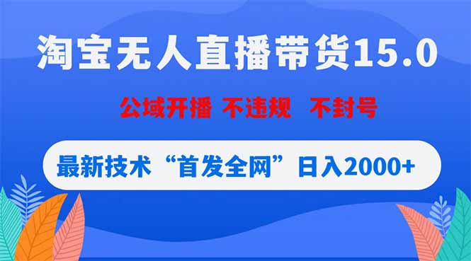 淘宝无人直播带货15.0，不封号，不违规，公域玩法，首发全网日入2000+-韬哥副业项目资源网
