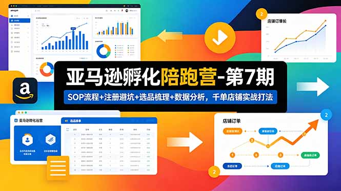 亚马逊孵化陪跑营-第7期：SOP流程+注册避坑+选品梳理+数据分析，千单店铺实战打法(更新0625-韬哥副业项目资源网
