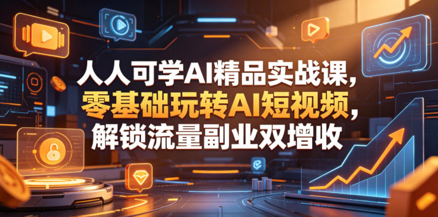 人人可学AI精品实战课，零基础玩转AI短视频，解锁流量副业双增收-韬哥副业项目资源网
