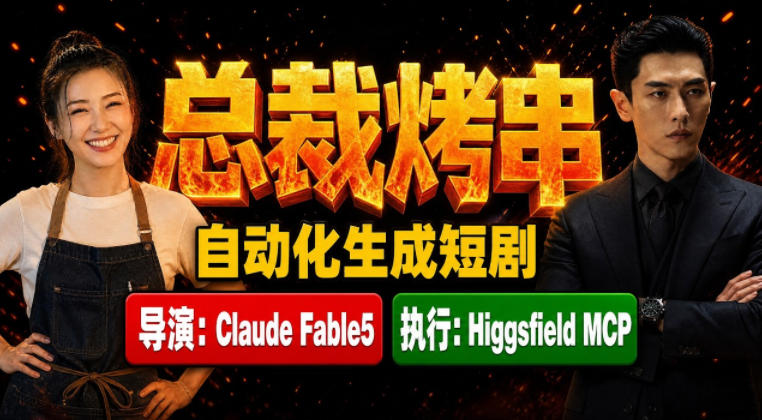 Claude Fable5担任导演+Higgsfield MCP落地执行｜《总裁烤串》真人质感短剧全自动AI生成全流程教学-韬哥副业项目资源网