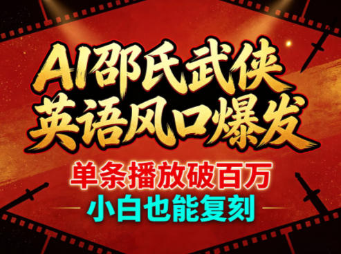 AI邵氏武侠英语风口爆发,单条播放破百万,小白也能复刻-韬哥副业项目资源网