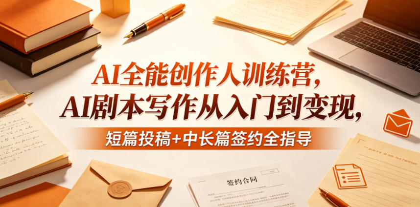 AI全能创作人训练营,AI剧本写作从入门到变现,短篇投稿+中长篇签约全指导-韬哥副业项目资源网