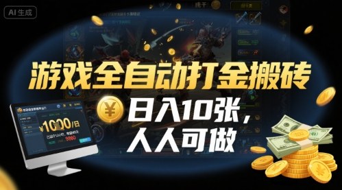 游戏全自动打金搬砖，日入10张，人人可做，纯干货，长期稳定收益项目【揭秘】-韬哥副业项目资源网