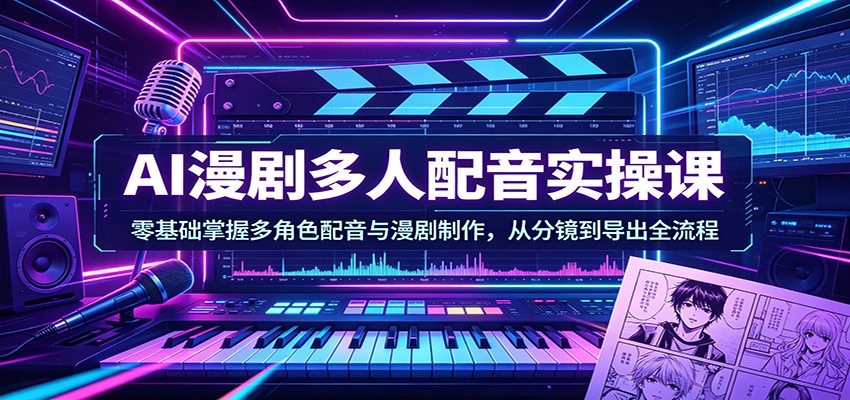 AI漫剧多人配音实操课:零基础掌握多角色配音与漫剧制作,从分镜到导出全流程-韬哥副业项目资源网