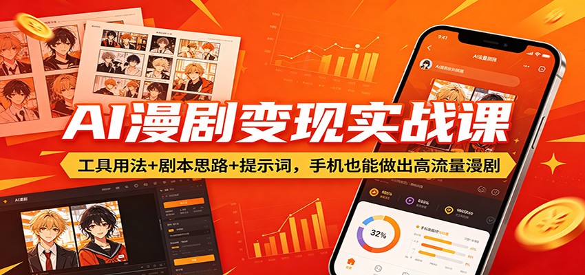 AI漫剧变现实战课:工具用法+剧本思路+提示词,手机也能做出高流量漫剧-韬哥副业项目资源网