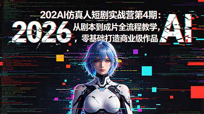 2026AI仿真人短剧实战营第4期：从剧本到成片全流程教学，零基础打造商业级作品-韬哥副业项目资源网