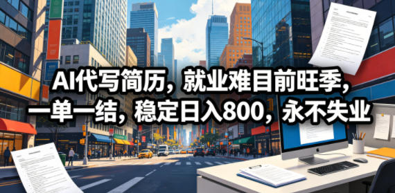 AI代写简历,就业难目前旺季,一单一结,稳定日入800,永不失业-韬哥副业项目资源网