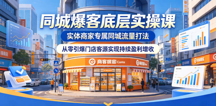 同城爆客底层实操课，实体商家专属同城流量打法，从零引爆门店客源实现持续盈利增收-韬哥副业项目资源网