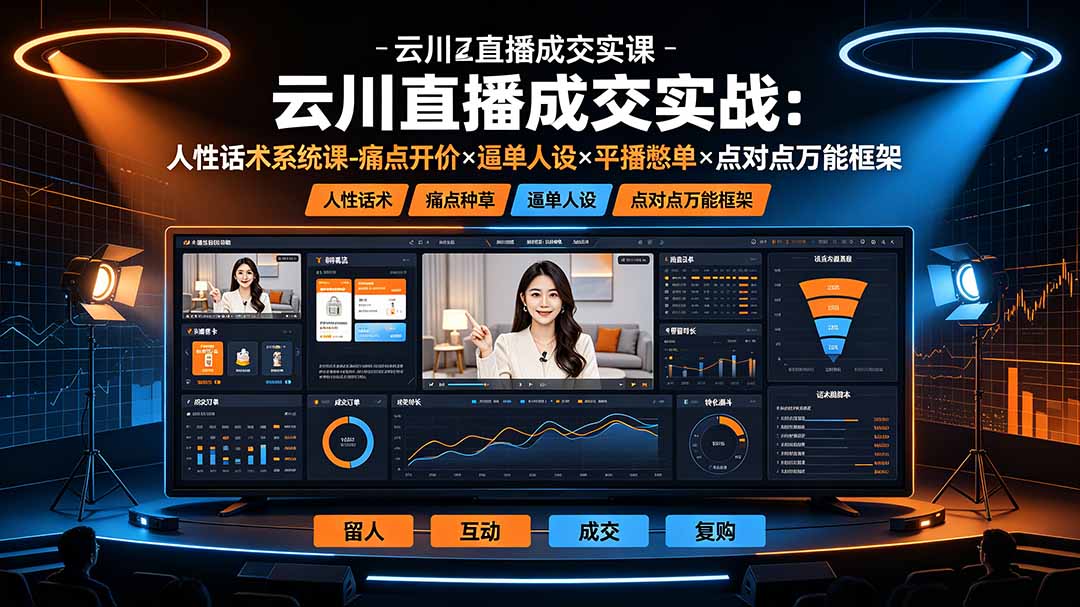 云川直播成交实战:人性话术系统课-痛点种草×塑品开价×逼单人设×平播憋单×点对点万能框架-韬哥副业项目资源网
