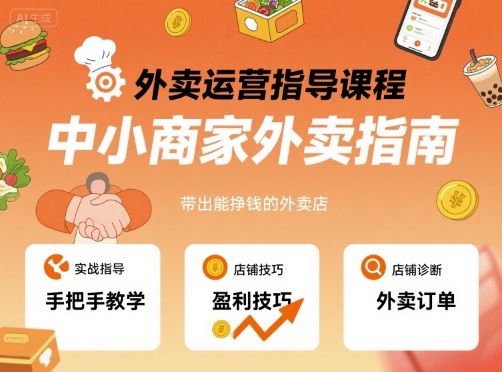 外卖运营指导课程，中小商家外卖指南，手把手带出能挣钱的外卖店-韬哥副业项目资源网