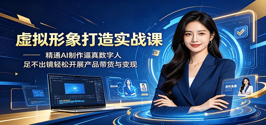 虚拟形象打造实战课：精通AI制作逼真数字人，足不出镜轻松开展产品带货与变现-韬哥副业项目资源网