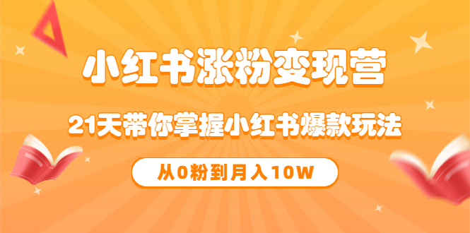 （3132期）《小红书涨粉变现营》21天带你掌握小红书爆款玩法 从0粉到月入10W-韬哥副业项目资源网