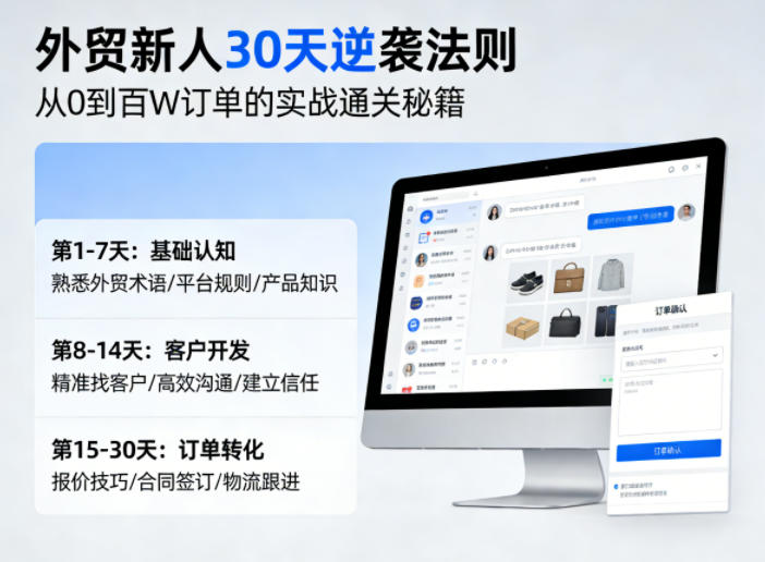 外贸新人30天逆袭法则,教你从0到百W订单的实战通关秘籍-韬哥副业项目资源网