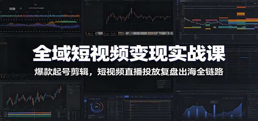 全域短视频变现实战课：爆款起号剪辑，短视频直播投放复盘出海全链路-韬哥副业项目资源网