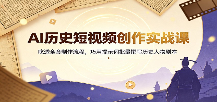AI历史短视频创作实战课：吃透全套制作流程，巧用提示词批量撰写历史人物剧本-韬哥副业项目资源网