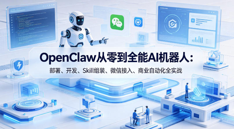 OpenClaw从零到全能AI机器人：部署、开发、Skill组装、微信接入、商业自动化全实战-韬哥副业项目资源网