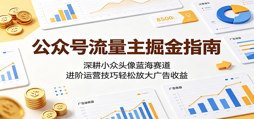 公众号流量主掘金指南：深耕小众头像蓝海赛道，进阶运营技巧轻松放大广告收益-韬哥副业项目资源网
