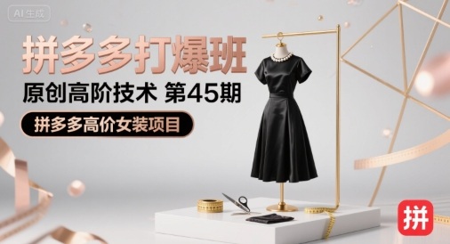 拼多多打爆班原创高阶技术第45期，拼多多高价女装项目-韬哥副业项目资源网
