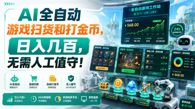 AI全自动游戏扫货和打金币，日入几百，无需人工值守！【揭秘】-韬哥副业项目资源网