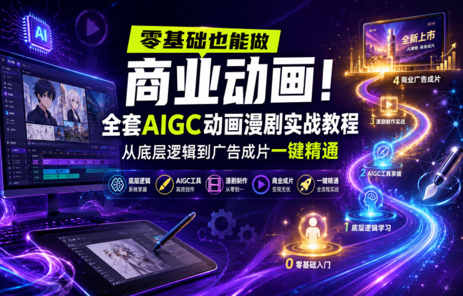 零基础也能做商业动画！全套AIGC动画漫剧实战教程，从底层逻辑到广告成片一键精通（更新0905）-韬哥副业项目资源网