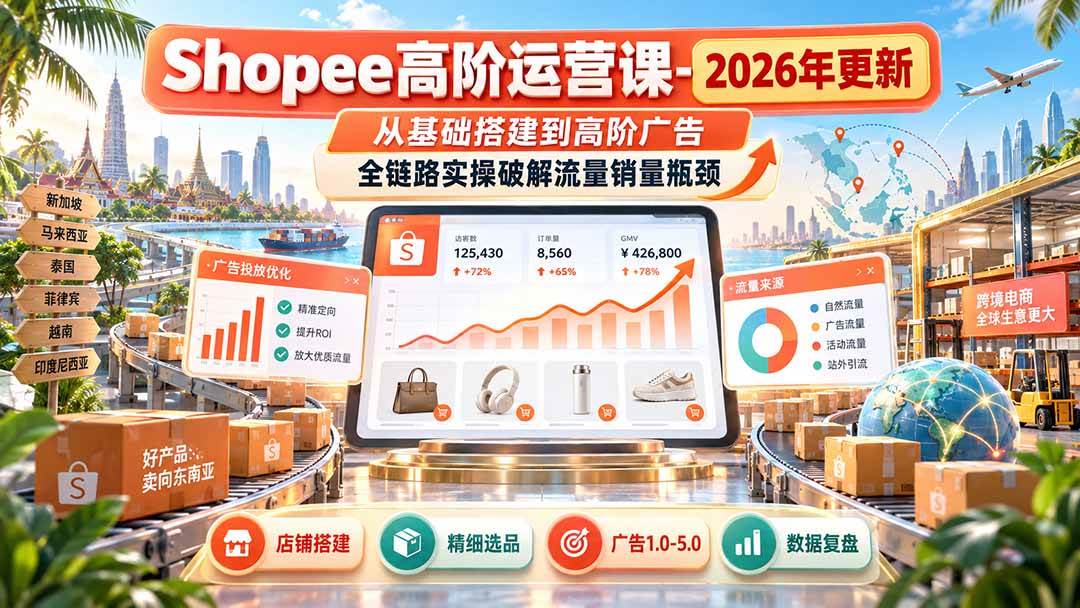 （20575期）Shopee高阶运营课-更新9月，从基础搭建到高阶广告，全链路实操破解流量销量瓶颈-韬哥副业项目资源网