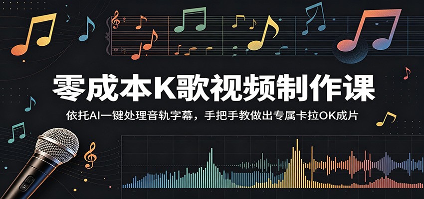零成本K歌视频制作课：依托AI一键处理音轨字幕，手把手教做出专属卡拉OK成片-韬哥副业项目资源网