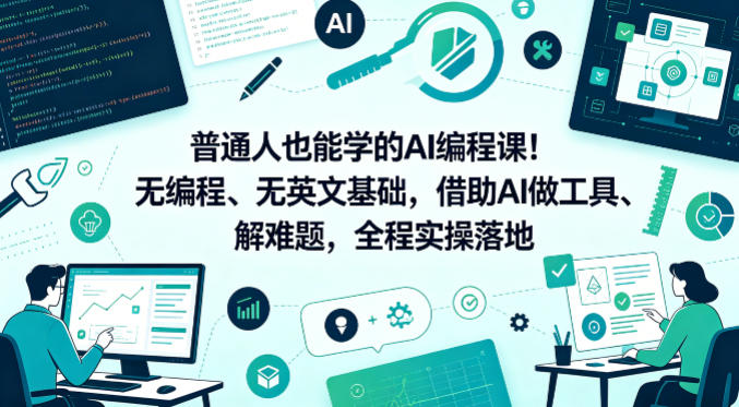 普通人也能学的AI编程课！无编程、无英文基础，借助AI做工具、解难题，全程实操落地-韬哥副业项目资源网