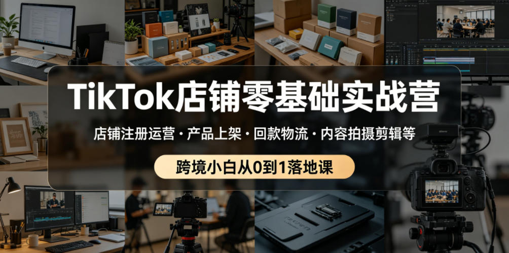 TikTok店铺零基础实战营，店铺注册运营・产品上架・回款物流・内容拍摄剪辑等 ，跨境小白从0到1落地课-韬哥副业项目资源网
