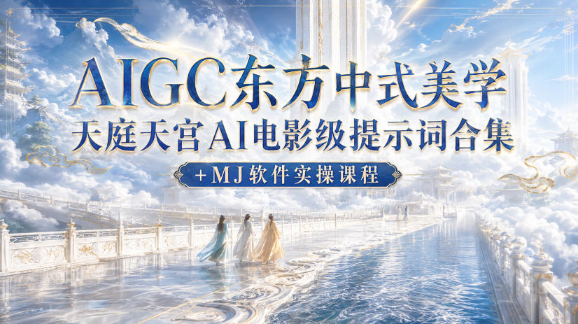 AIGC东方中式美学天庭天宫AI电影级提示词合集+MJ软件实操课程-韬哥副业项目资源网