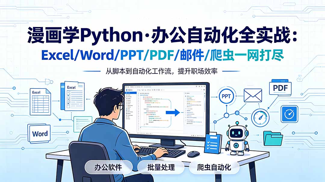 漫画学Python·办公自动化全实战:Excel/Word/PPT/PDF/邮件/爬虫一网打尽-韬哥副业项目资源网