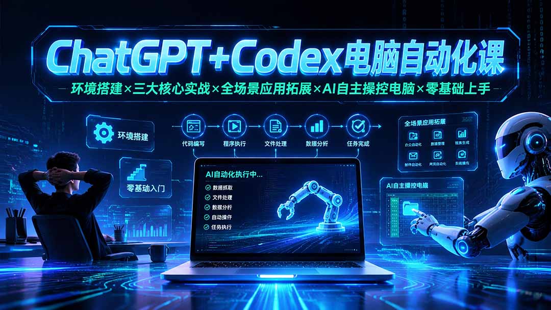 ChatGPT+Codex电脑自动化课：环境搭建×三大核心实战×全场景应用拓展×AI自主操控电脑×零基础上手-韬哥副业项目资源网
