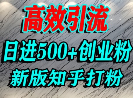 怎么打创业粉，知乎超高权重流量平台，打粉引流，日进500+精准创业粉不是问题-韬哥副业项目资源网