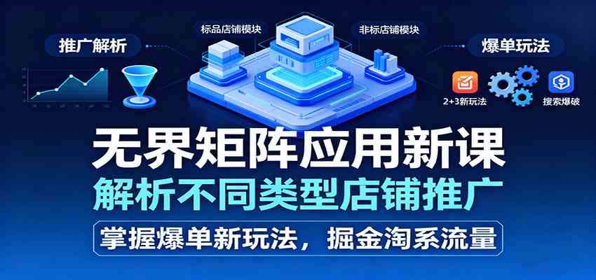 无界矩阵应用新课，解析不同类型店铺推广，掌握爆单新玩法，掘金淘系流量-韬哥副业项目资源网