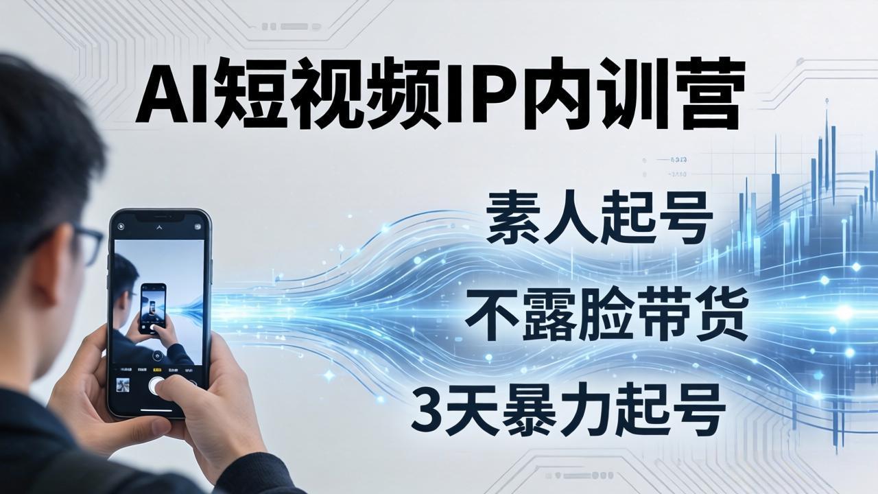 2026AI短视频IP内训营-更新:从素人起号到不露脸带货,3天暴力起号全流程拆解-韬哥副业项目资源网