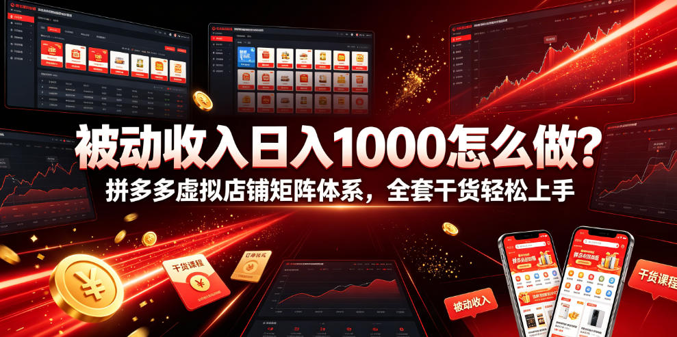 被动收入日入1000怎么做？拼多多虚拟店铺矩阵体系，全套干货轻松上手【揭秘】-韬哥副业项目资源网