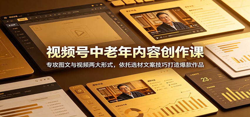 视频号中老年内容创作课：专攻图文与视频两大形式，依托选材文案技巧打造爆款作品-韬哥副业项目资源网
