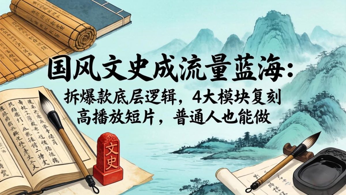 国风文史成流量蓝海:拆爆款底层逻辑,4大模块复刻高播放短片,普通人也能做-韬哥副业项目资源网