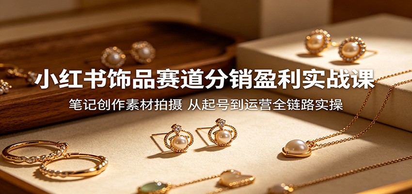 小红书饰品赛道分销盈利实战课：笔记创作素材拍摄，从起号到运营全链路实操-韬哥副业项目资源网