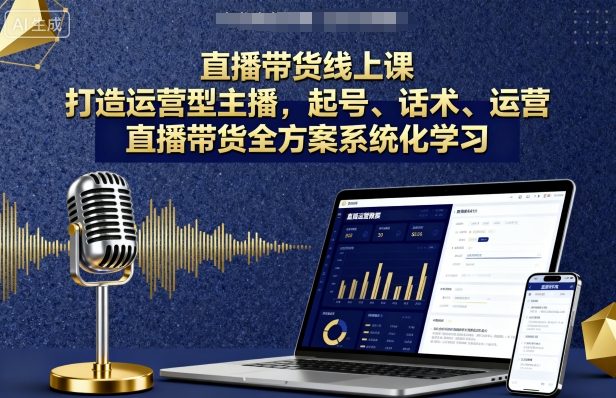 直播带货线上课，打造运营型主播，起号、话术、运营，直播带货全方案系统化学习-韬哥副业项目资源网