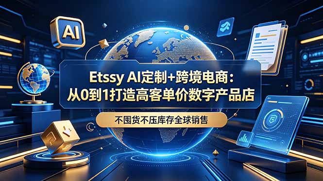 Etsy AI定制+跨境电商：从0到1打造高客单价数字产品店，不囤货不压库存全球销售-韬哥副业项目资源网