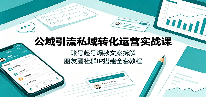 公域引流私域转化运营实战课：账号起号爆款文案拆解，朋友圈社群IP搭建全套教程-韬哥副业项目资源网