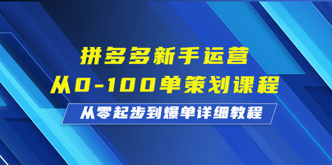（6920期）拼多多新手运营从0-100单策划课程，从零起步到爆单详细教程-韬哥副业项目资源网