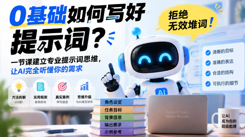 0基础如何写好提示词，拒绝无效堆词！一节课建立专业提示词思维，让AI完全听懂你的需求-韬哥副业项目资源网
